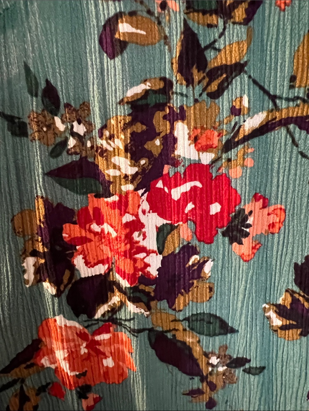 Market & Spruce Teal Floral Sleeveless V-Neck Tank - Picture 4 of 4